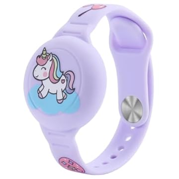 Pulseira Compatível com Airtag Apple Infantil Impermeável Prova D'água com desenhos infantil (lilas (unicórnio))