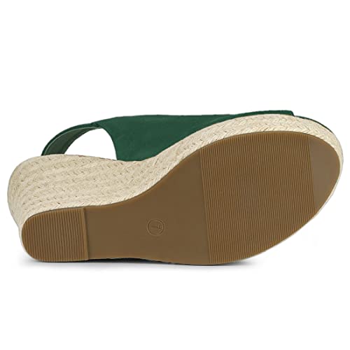Allegra K Allegra K Women's Espadrille Platform Heeled Wedges Emerald Green Sandals 10 M US