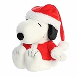 Aurora® Festive Peanuts® Santa Snoopy Stuffed Animal - Officially Licensed Toys for All Snoopy Fans - Perfect for Holiday Decorations or Gifts - White 12 Inches