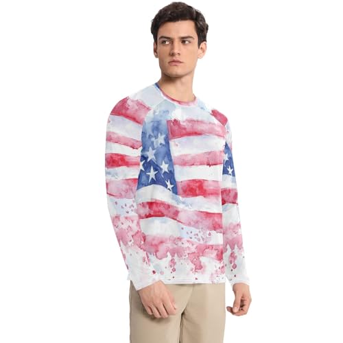 Mens UV Protection Shirts UPF50+ Long Sleeve Rash Guard Beach Shirt Quick Dry for Fishing Swimming S Red3