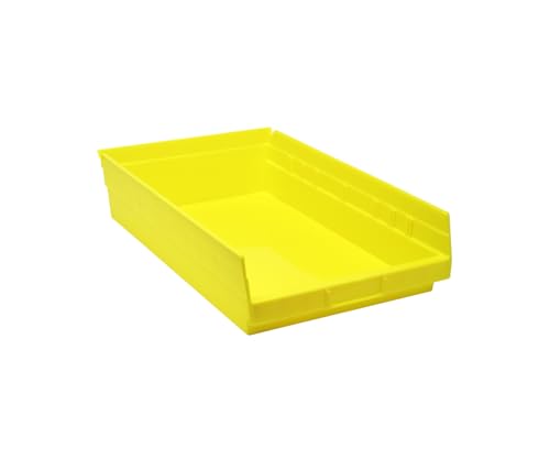 QUANTUM STORAGE SYSTEMS K-QSB110YL-2 2-Pack Plastic Shelf Bin Storage Containers, 17-7/8" x 11-1/8" x 4", Yellow