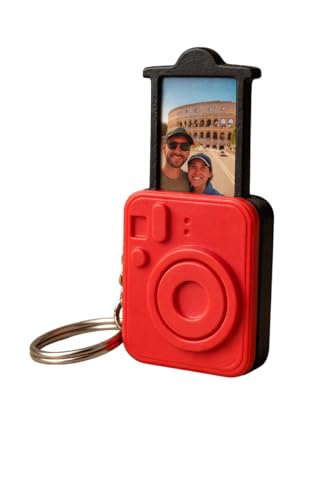 Duesse Portachiavi Design Fotocamera Vintage in Plastica, Decorativo, Colore Nero/Rosso,