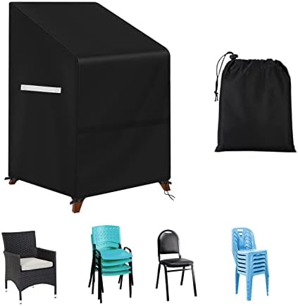Stacking Outdoor Chair Covers Waterproof, Patio Furniture Covers Stacked Chairs, Lounge Chair Covers Outdoor Stack Chairs for All Weather Protection,Fits for 4-6 Stackable Chairs, 48.7"Hx33"Wx27.3D"
