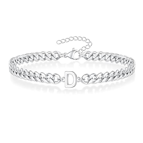 Silver Bracelets For Men Boys, Cuban Link Bracelet For Men Letter D Initial Bracelet For Men Silver Chain Bracelet For Mens Jewelry Mens Silver Bracelets For Boys Mens Chain Bracelet Gifts For Men #TOP6