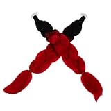 MUELODSIC 2 Stück Teiliges Helm Zöpfe Abnehmbar Farbverlauf Schwarz-rot...