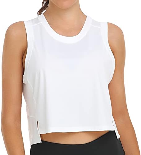 Colorfulkoala Women's Breezy Mesh Back Muscle Tank Loose Fit Workout Tops(S, White)