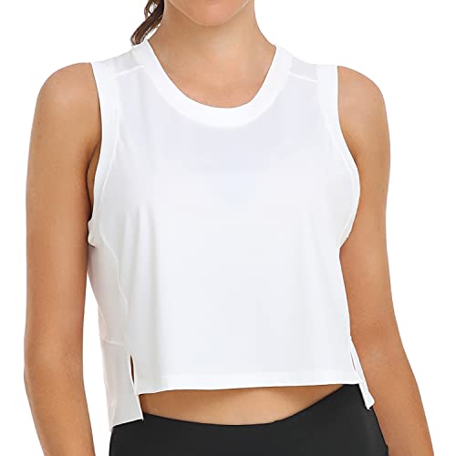 Colorfulkoala Women's Breezy Mesh Back Muscle Tank Loose Fit Workout Tops(S, White) #TOP3