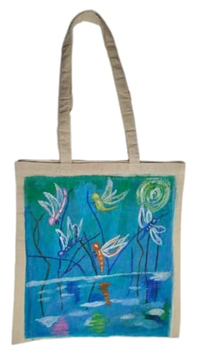 Bolso tote pintado a mano con tejido 100% algodón y exclusivo estilo artístico único