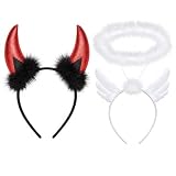 wuqyehr 2-Teiliges Set Teufelshörner und Engel Haarreif für Kostüme