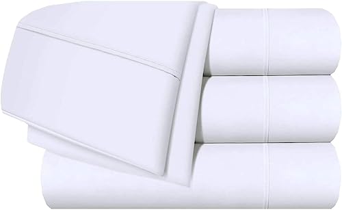 Flat Sheets Only - 12 Pack Bulk White Sheets for Massage Table, Hospital Bed, Home, Air Bnb Essentials, Dorm Decorations - Top Sheet - Soft Microfiber - King Flat Sheet Sold Separately (King, White)