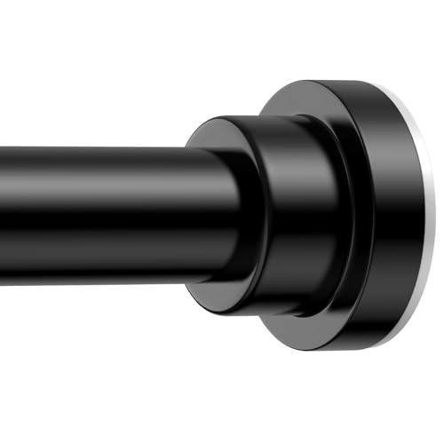 QINGYUN Shower Curtain Rod 31-76 Inch,7/8"Diameter Adjustable Spring Tension Curtain Rod No Drill,Matte Black Shower Tension Rod for Bathroom,Room Divider,Window,Anti-Rust Non-Slip 1-Pack