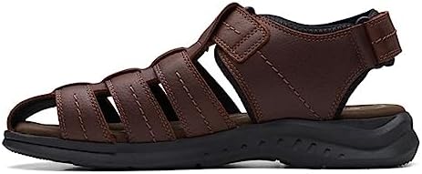 Clarks Men's Walkford Fish Flat Sandal, Brown Tumbled Leather, 7 | Image 4