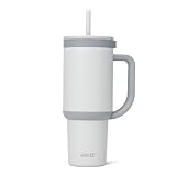 Ello Oasis 30 oz Tumbler with Handle & Retracting Straw | Reusable Insulated Stainless Steel Cup 100% Leakproof, Gifts for Teens Women Men | Keeps cold for 20 Hours, Cup Holder Friendly, Grayscale