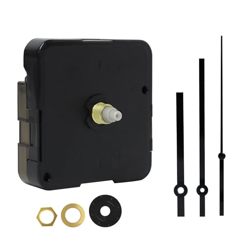 EuAcesry Movimiento del reloj silencioso, reloj silencioso del movimiento largo árbol, movimiento reloj de pared de cuarzo, para artesanía y autocreación, negro