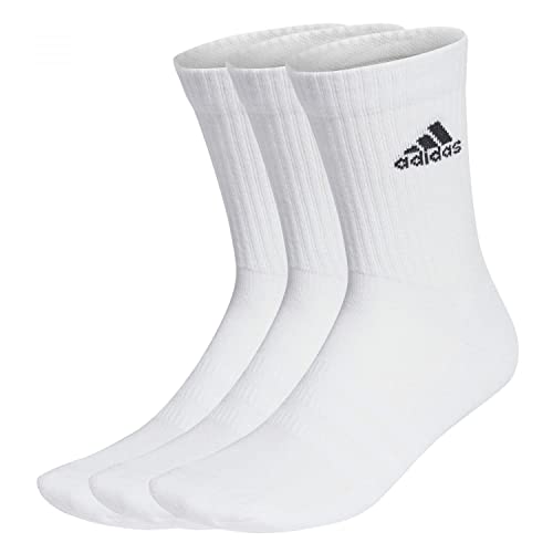 adidas Unisex Kids Cushioned Crew Socks 3 Pairs Socks, White/Black, 2-3 Years