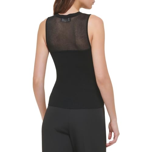 DKNY Womens Ribbed Knit Blouse Black XL2