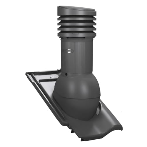 Entlüfterkamin Tile EVO DN125 für Braas - RUBIN 9V Dachziegel Dachlüfter Lüfter 9 V (RAL7021 - Anthrazitgrau)