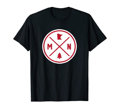 Classic Minnesota MN - Parche circular (diseño de círculo), color rojo Camiseta