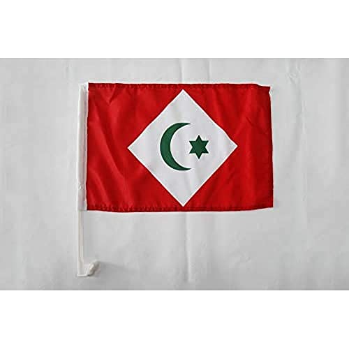 AZ FLAG - Drapeau Rif indépendantiste au Maroc Pour Décoration Voiture Avec Attaches En PVC Et Système d'Accroche - Car Flag Du Rif - 100% Polyester - 50g -...