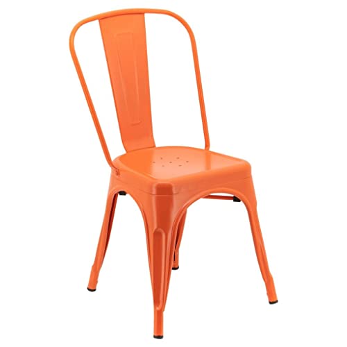 La Mejor Selección de Sillas Tolix - los más vendidos. 50 Bleu Muebles Silla de Acero Tipo Tolix Silla para café, Bar, restaurat, etc. Silla Moderna para Uso Comercial o residencial Color Naranja