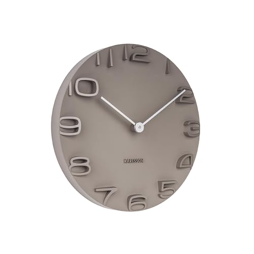 Karlsson Wanduhr On The Edge - Warmes Grau/Chrom - Ø42cm - Rund - Kunststoff - Wanduhr Modern Wohnzimmer - Wanduhren