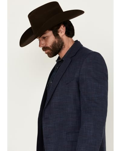 Circle S Men's Plaid Print Western Sportcoat Navy 44 LNG US2