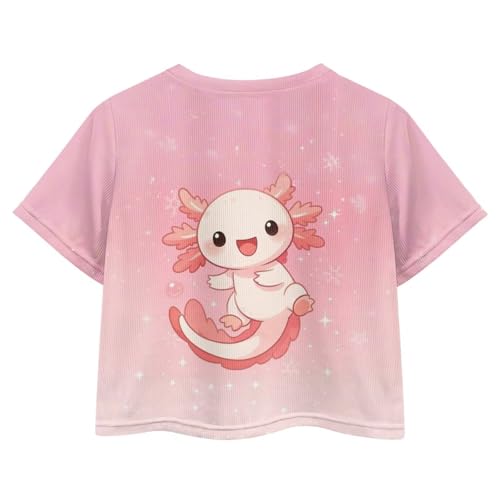 Image of Girls Fashion Crewneck Tee Shirts Casual Short Sleeve Crop Top Summer Outfits 5-14 Years Old