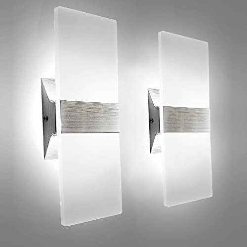 KICAAO Modern Wall Sconces Set of Two, Led Wall Light 10w, 6000k White Light Up Downlight, Hardwired Acrylic Wall Light Lighting, Suitable for Living Room Corridor Bedside (Cool White 6000K 2Pack) by KICAAO - Used condition - US$28.17