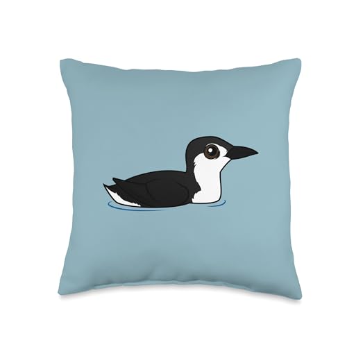Cute Cartoon Guadalupe Murrelet Birdorable Swimming Bird Throw Pillow