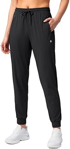 G Gradual Women's Joggers Pants with Zipper Pockets Tapered Running Sweatpants for Women Lounge, Jogging (Black, Medium)