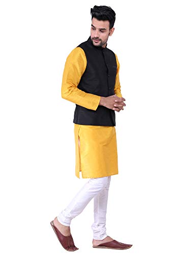Image of Sadree Silk Men's Kurta Pajama Waistcoat or Nehru Jacket Set