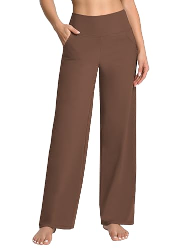 Image of BUBBLELIME Women High Waist Wide Legs Yoga Pants Loose Sweatpants Pockets | 29 inch /31 inch /33 inch /35 inch /37 inchInseam,2 Styles / Dress /Basic,Lounge,Comfy,Stretch Casual Work