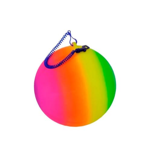 Van Manen Regenbogenball mit Schnur - bunter Spielball für Kinder