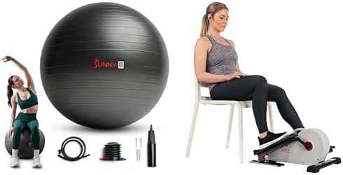 Sunny Health & Fitness Pelota de Yoga Antideslizante de 75 CM - SF-EB02-L + Elíptica Magnética Clásica para Debajo del Escritorio - SF-E3872