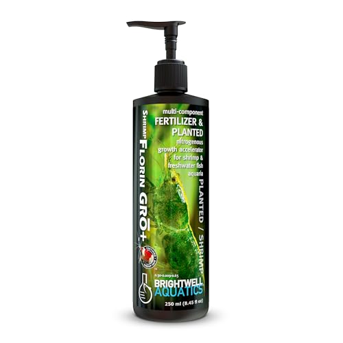 Brightwell Aquatics Shrimp FlorinGrō+ – Nitrate-Based Plant Supplement for Shrimp Aquariums – Supports Growth, Chlorophyll & Vibrant Foliage – Copper-Free, 250 ml