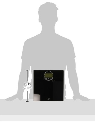 Diagram showing the dimensions of the Ozeri WeightMaster 400 lbs Digital Scale, approximately 12 inches by 12 inches.