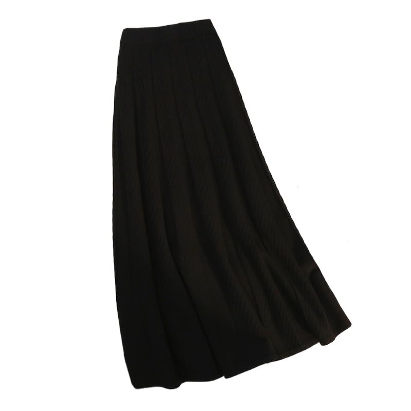 Falda De Punto De Mujer - Falda Plisada De Otoño E Invierno para Mujer, Elástica, De Cintura Alta, De Punto, Ajustada, Elegante, De Color Sólido, De Corte A, Faldas Largas, Moda Urbana
