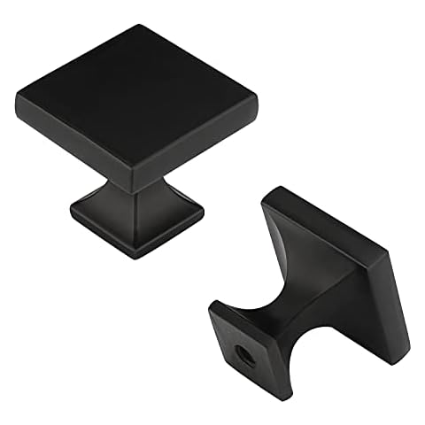 Peaha Kitchen Cabinet Knobs Black 25 Pack - PH6785BK Cabinet Drawer Knobs 1.1inch Width Square Knobs for Bathroom Cabinets Black Drawer Knobs Cabinet Hardware Black Cover