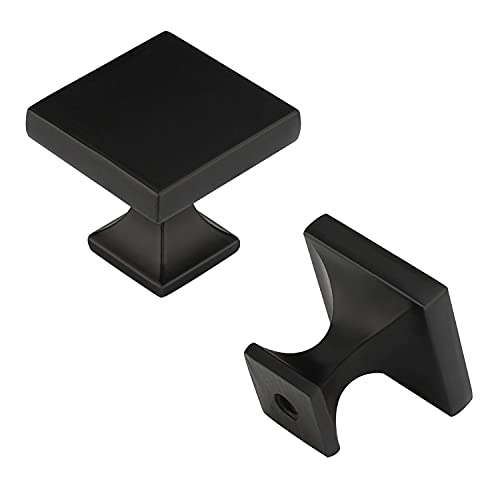 Peaha 6 Pack Black Cabinet Knobs - PH6785BK Square Drawer Knob Hardware Pulls for Kitchen Dresser Bathroom