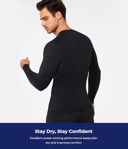 TAILONG Long Sleeve Compression Shirts for Men - Athletic Base Layer Workout Shirt Crew Neck Undershirt4
