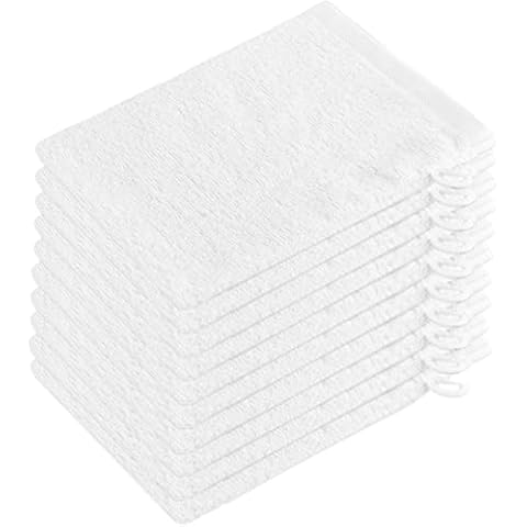ZOLLNER 10er Set Waschhandschuhe, Waschlappen, 16x21 cm, Baumwolle, weiß Cover