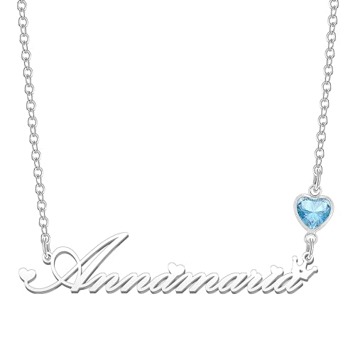 Kraven Collane Donna con Nome Daino Pietra di Nascita Blu Ciondolo con Nome Iniziale Personalizzate inciso su Misura Regali di Natale per Donne Ragazze Adolescenti Figlia (Annamaria1)
