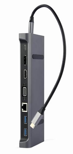 Adaptateur USB-C 9-en-1 Gembird avec HDMI et hub USB 3.2 pour triple affichage