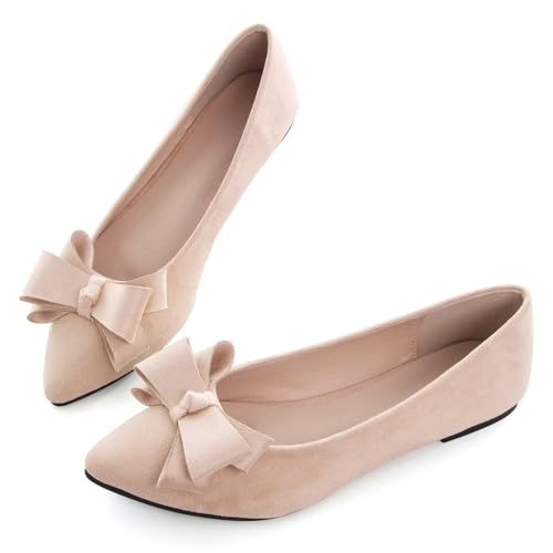 INEELUYI Ballets Flats for Women Casual Summer Slip on Bowtie Bowknot Soft Anti-Slip Dress Walking Flats Shoes