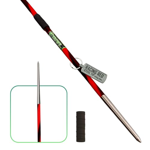 4THROWS 600g Aluminum Competition Javelin for Athletes, Girls & Women — Durable 50m High-Performance Throwing Javelin for Track & Field, Stainless Steel Tip with Cord, Racing Red