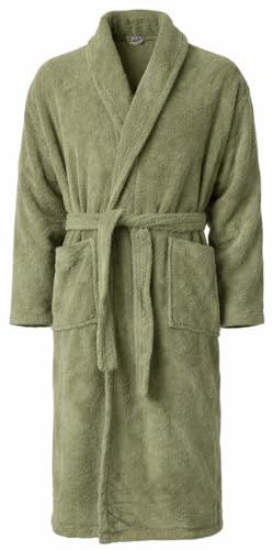 Image of Adore Home 100% Cotton Terry Towelling Shawl Collar Bathrobe, XL, Green