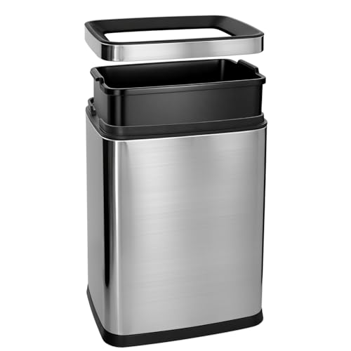 Caneca de basura pequeña de acero inoxidable 11.2 L abierta