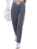 Vlazom Joggers for Women Cotton Cuffed Jogging Bottoms Soft Ladies Sweatpants Lounge Track Pants Casual Running Trousers with Pockets Dark Grey,XL