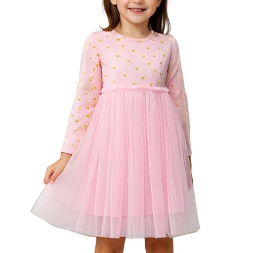 Little Bitty Toddler Tutu Dresses Long Sleeve Casaul Girls Fall Tulle Dress Party Princess Birthday Holiday for 2-8 Years