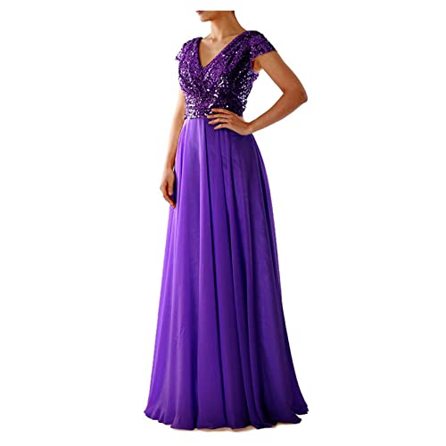 Robe de soirée en V à paillettes YonYeHong pour un mariage élégant